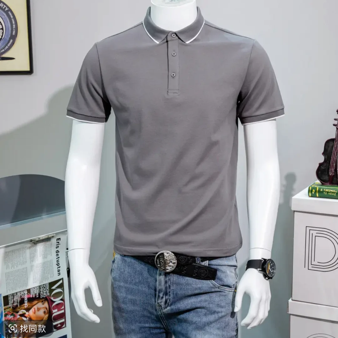2025夏季新款POLO衫潮流撞色翻领男百搭休闲透气短袖T恤