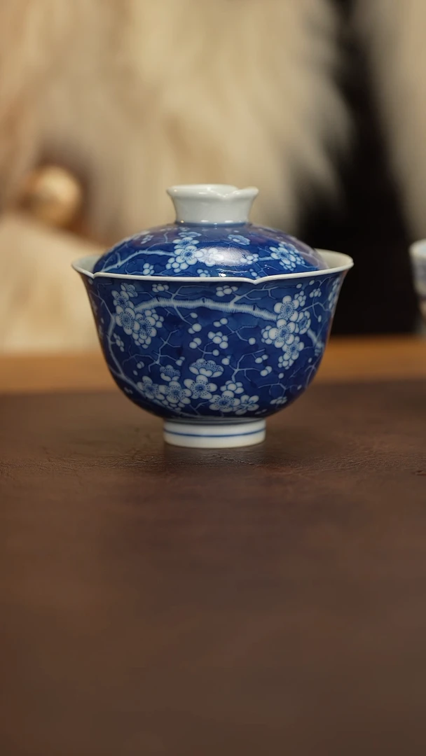 【闪购商品】博瑞堂青花冰梅花盖碗