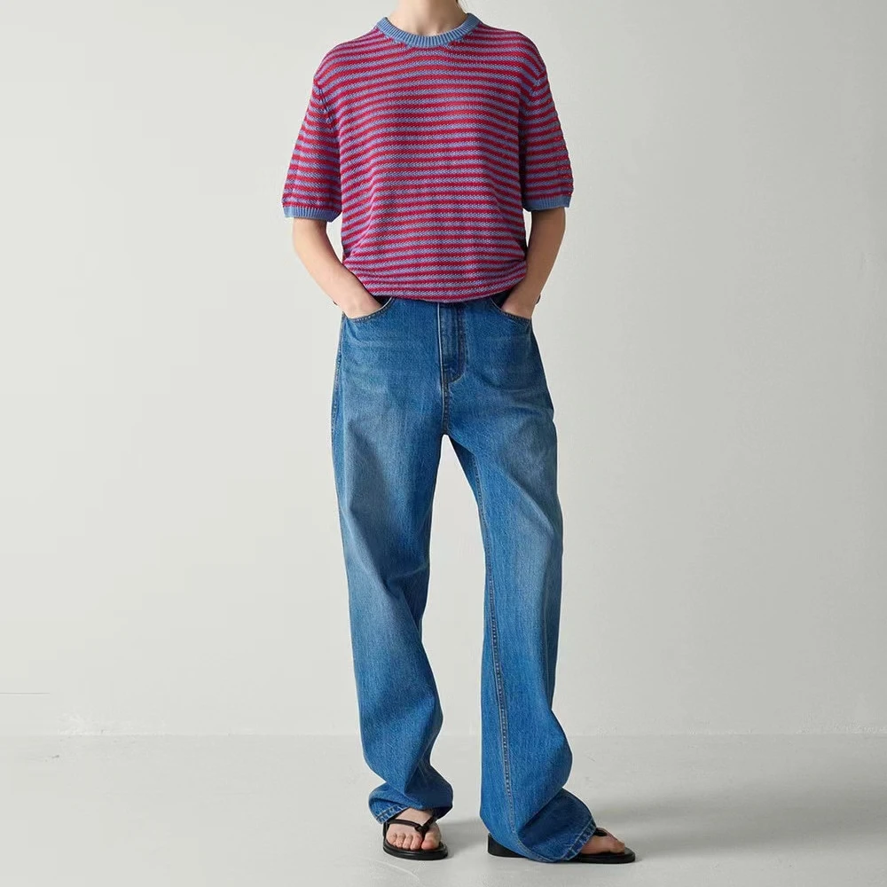 FA PA 25春秋新款女款高腰复古简约经典百搭 直筒阔腿牛仔裤 1467