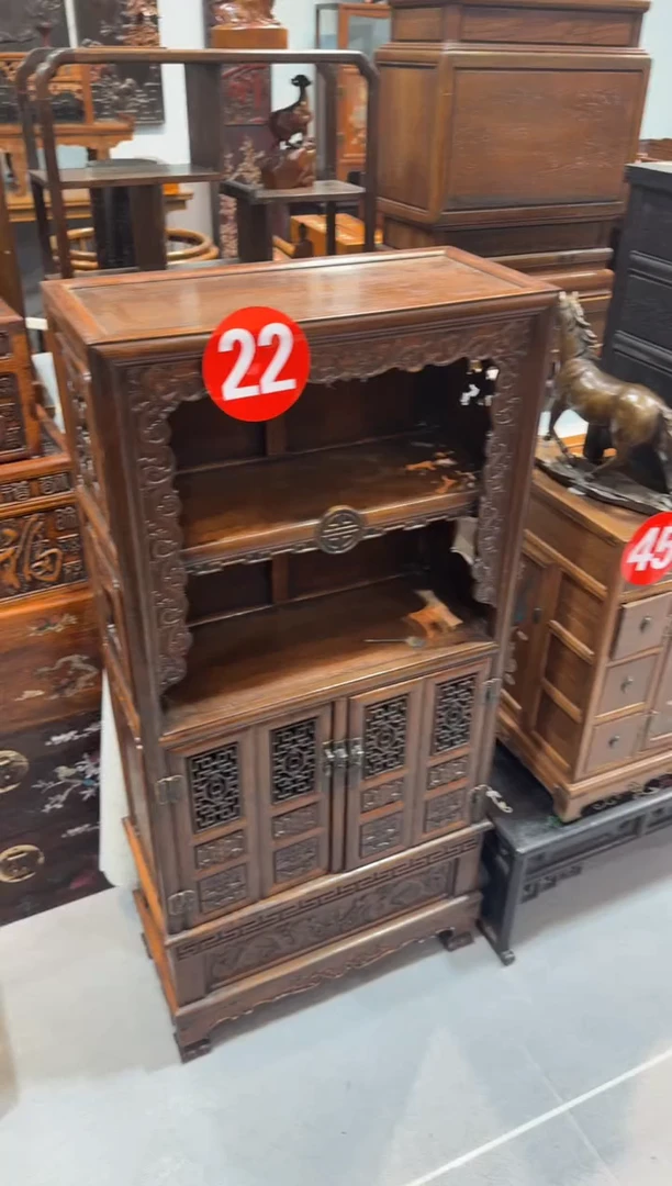 木花梨 双层亮格柜