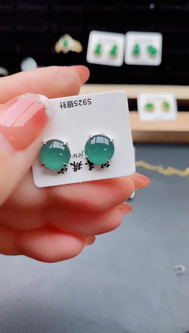【闪购商品】翡翠耳饰银S925镶嵌121212