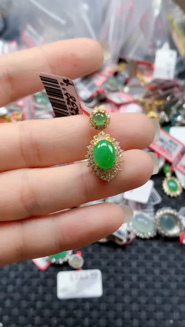 银S925镶嵌戒指翡翠天然A货缅甸翡翠