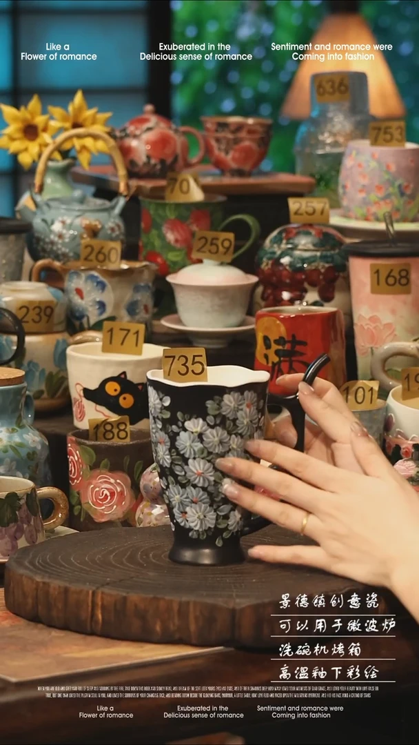 陶瓷735景德镇高温釉下彩手工手绘款式