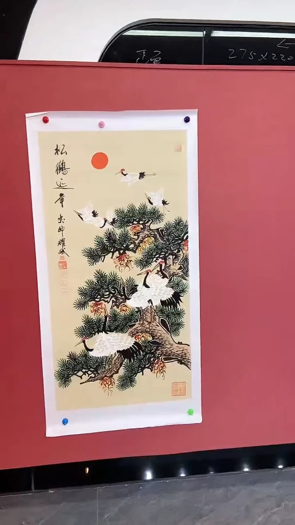 国画x.复古底松鹤延年