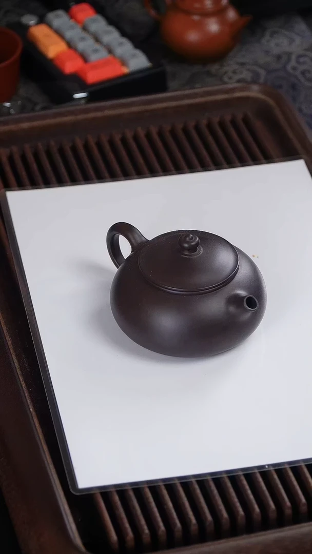 茶壶紫砂老紫泥寒江壶