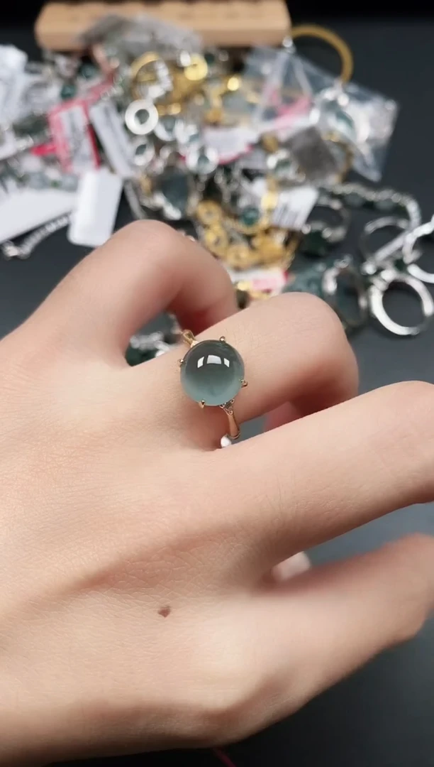 银S925镶嵌戒指翡翠1