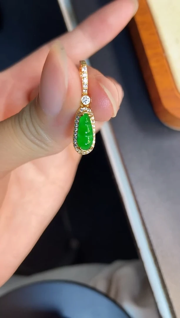 吊坠(不含链)银S925镶嵌翡翠天然A货翡翠