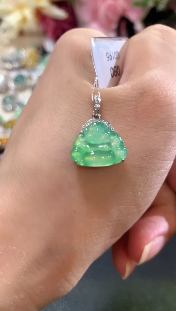 吊坠(不含链)18K金镶嵌翡翠n15