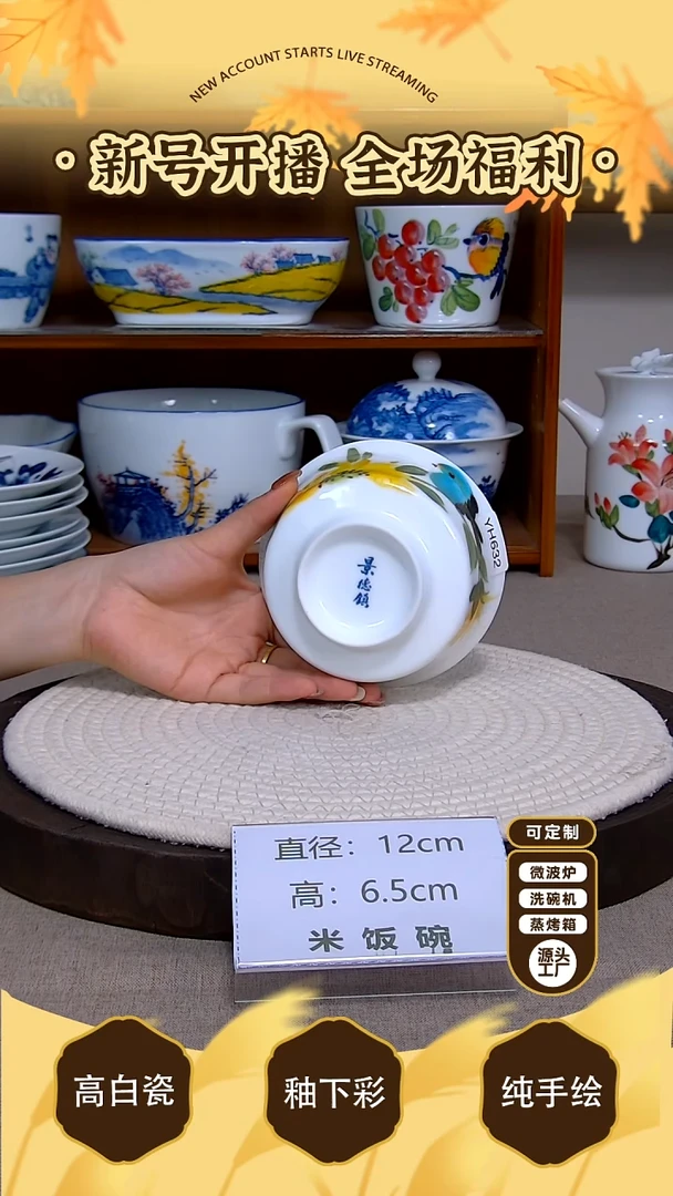 盘景德镇手绘釉下彩陶瓷餐具