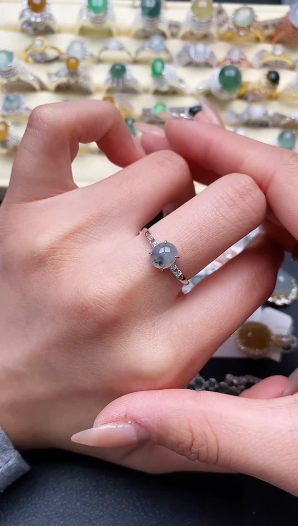 【闪购商品】翡翠戒指银S925镶嵌111111+6