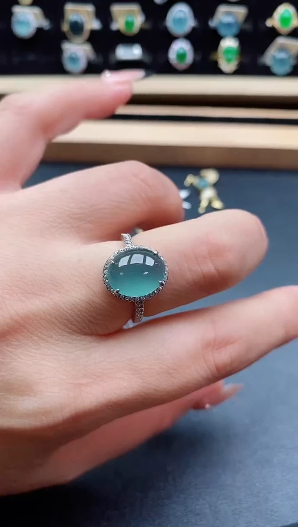 银S925镶嵌戒指翡翠1