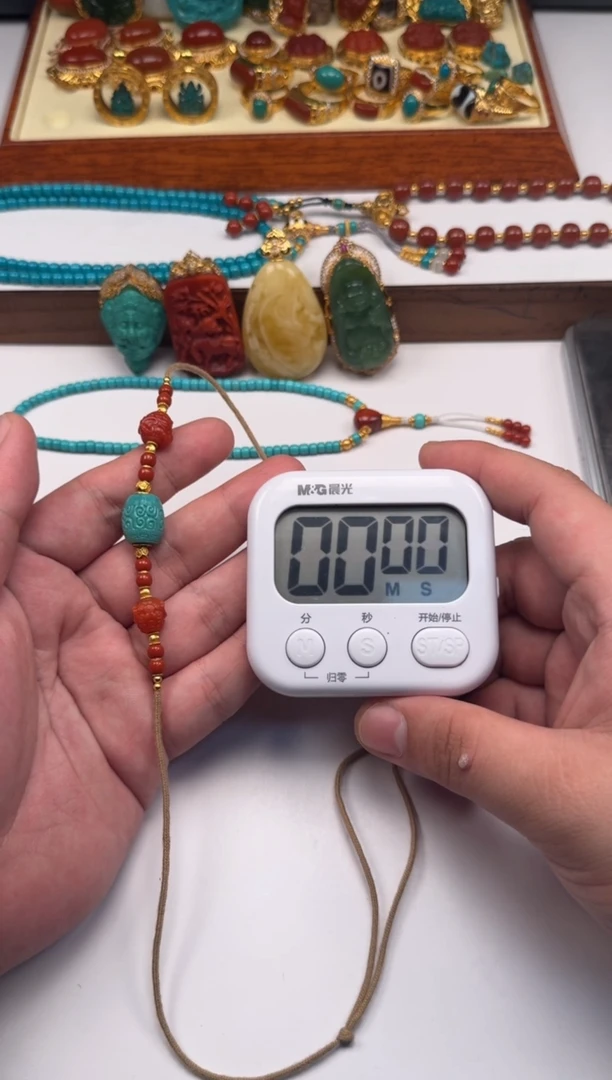 18K金镶嵌绿松石挂件唐***~手串手串