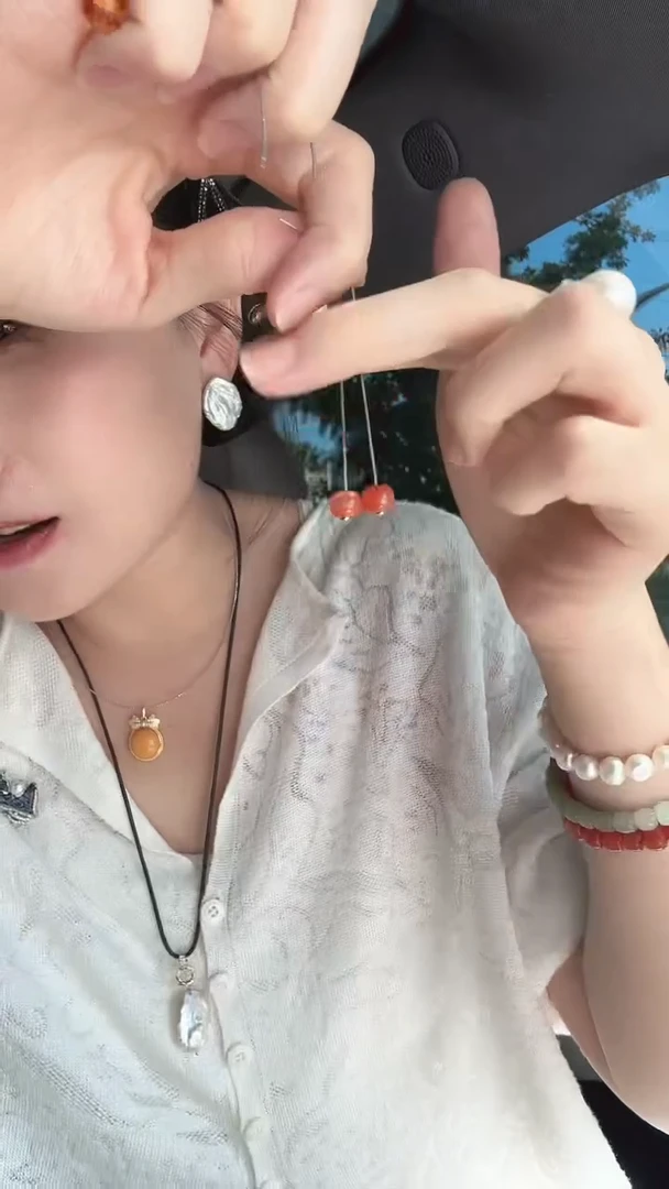 琥珀（花珀）银S925镶嵌耳饰花珀耳线