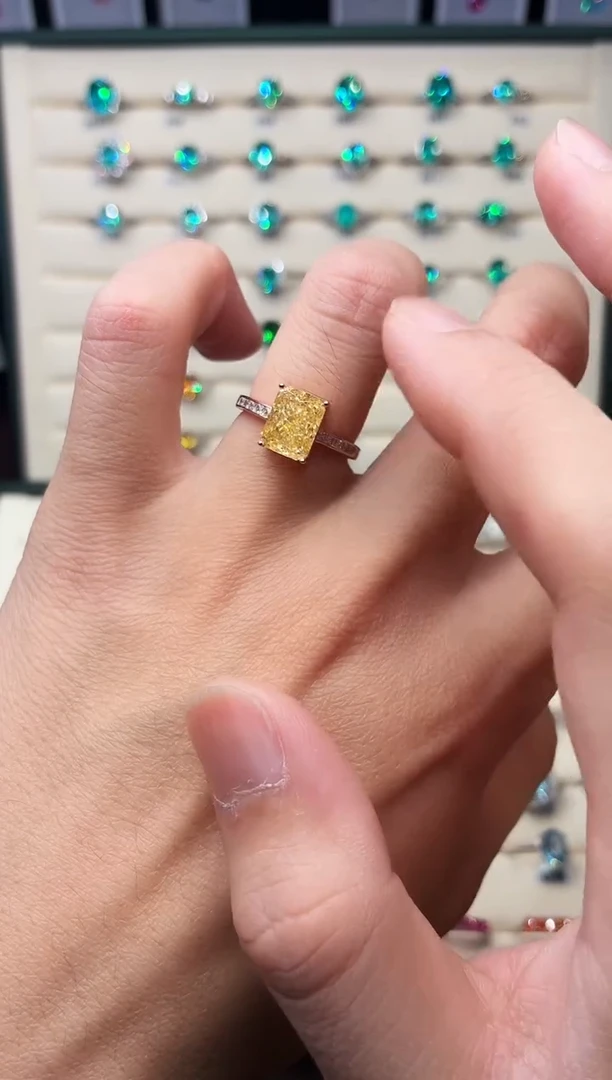 戒指彩色蓝宝石银S925镶嵌1888