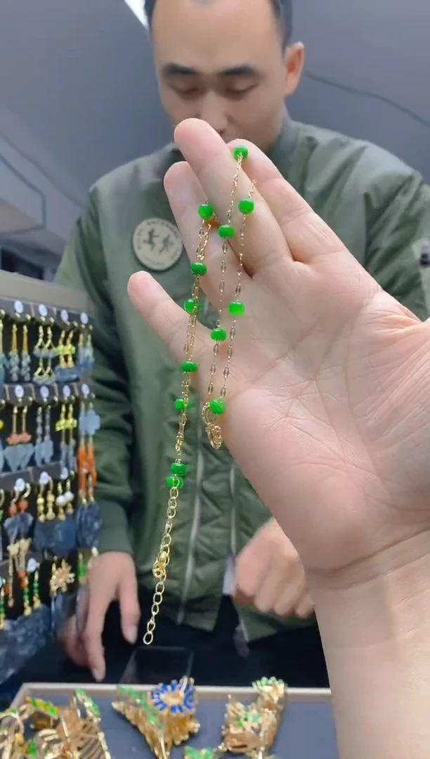 【闪购商品】翡翠耳饰合金394翡翠锁骨链