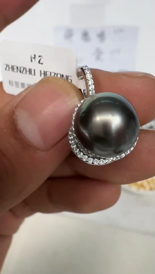 颈饰银S925镶嵌海水珍珠吊坠