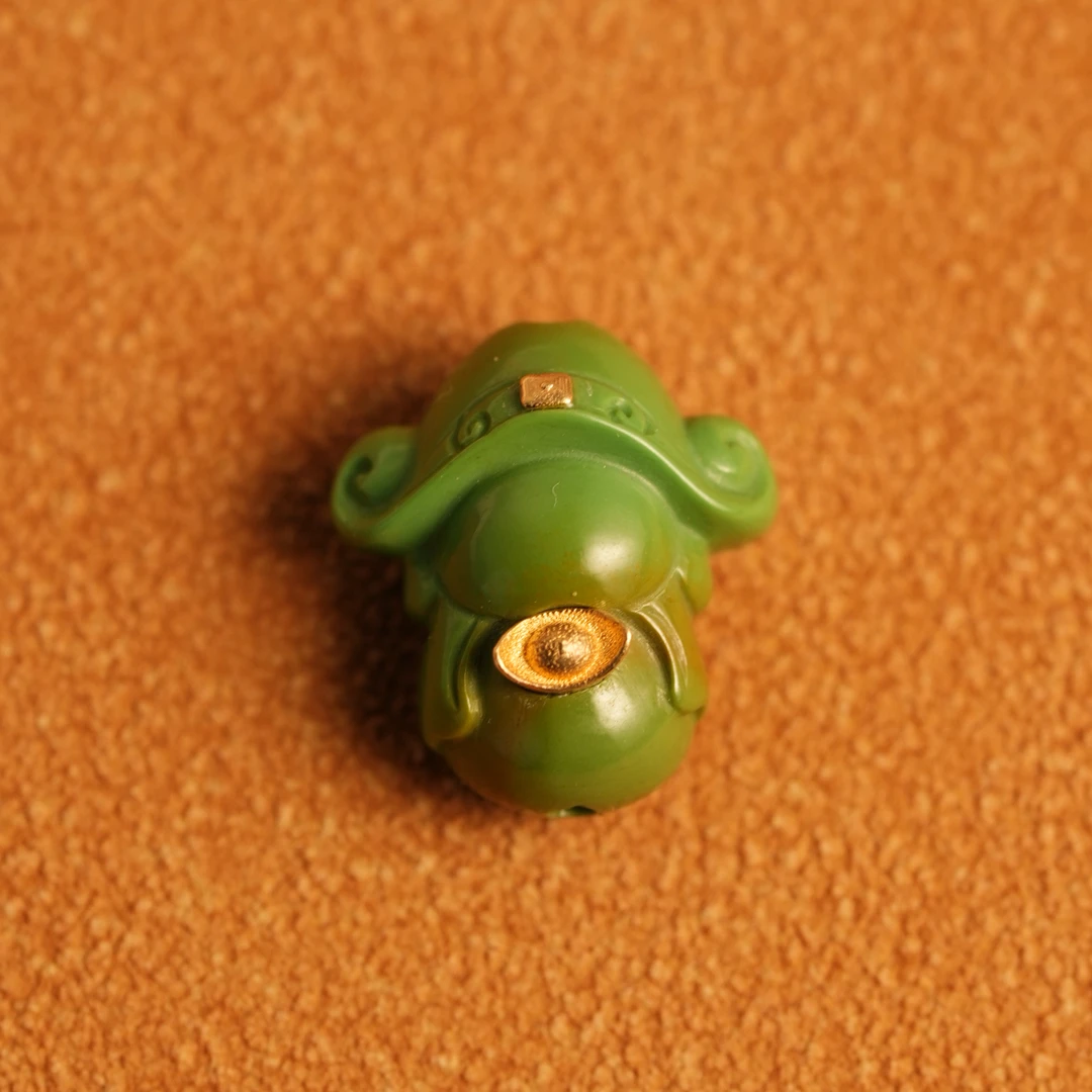 【见桃花珠宝】原矿高瓷绿松石绿色玻瓷财神配串配饰配珠吊坠雕刻