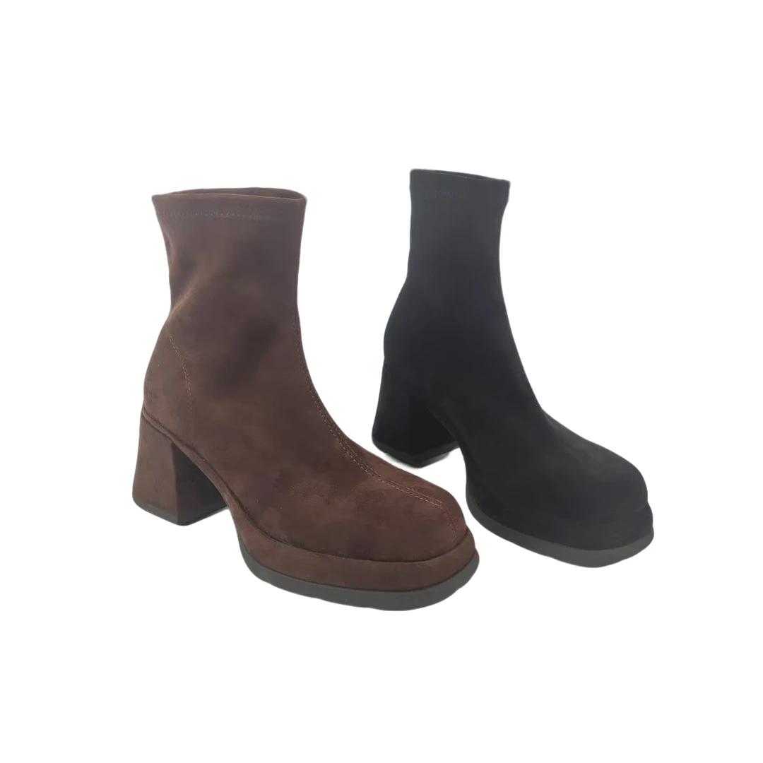 BOLVGN宝歌曼秋靴新款增高瘦瘦靴粗跟高跟鞋女2024爆款洋气美拉德