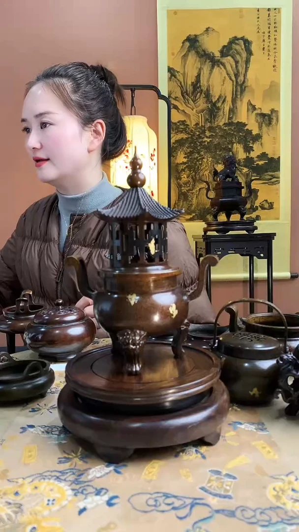 旺**桥苏工黄铜仿古塔炉熏香炉点金