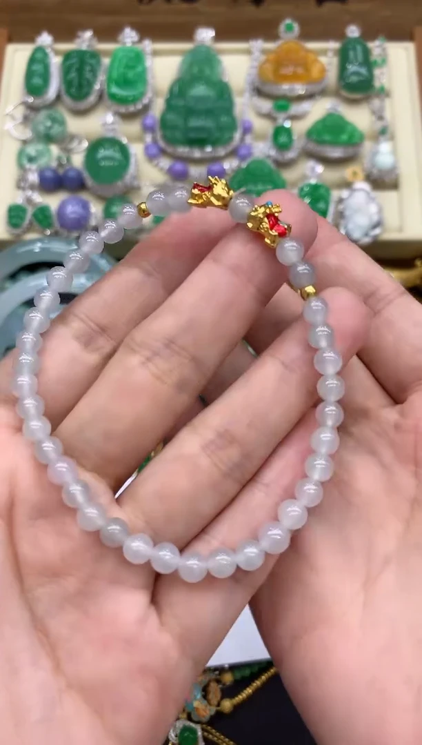 足金镶嵌手链翡翠307-中国好珍宝