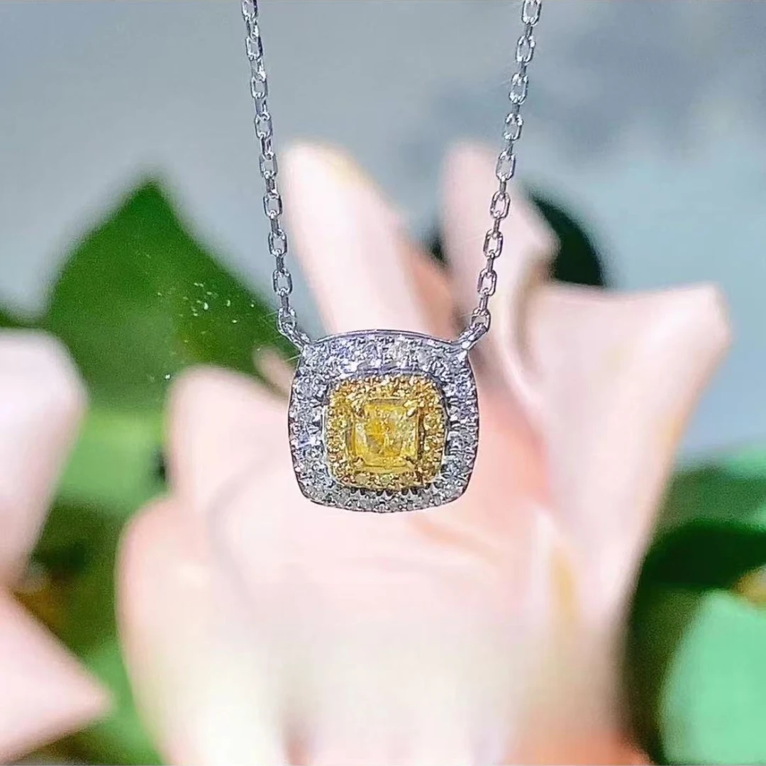 【QM珠宝】0580 重金 黄钻方形项链 ZSXL