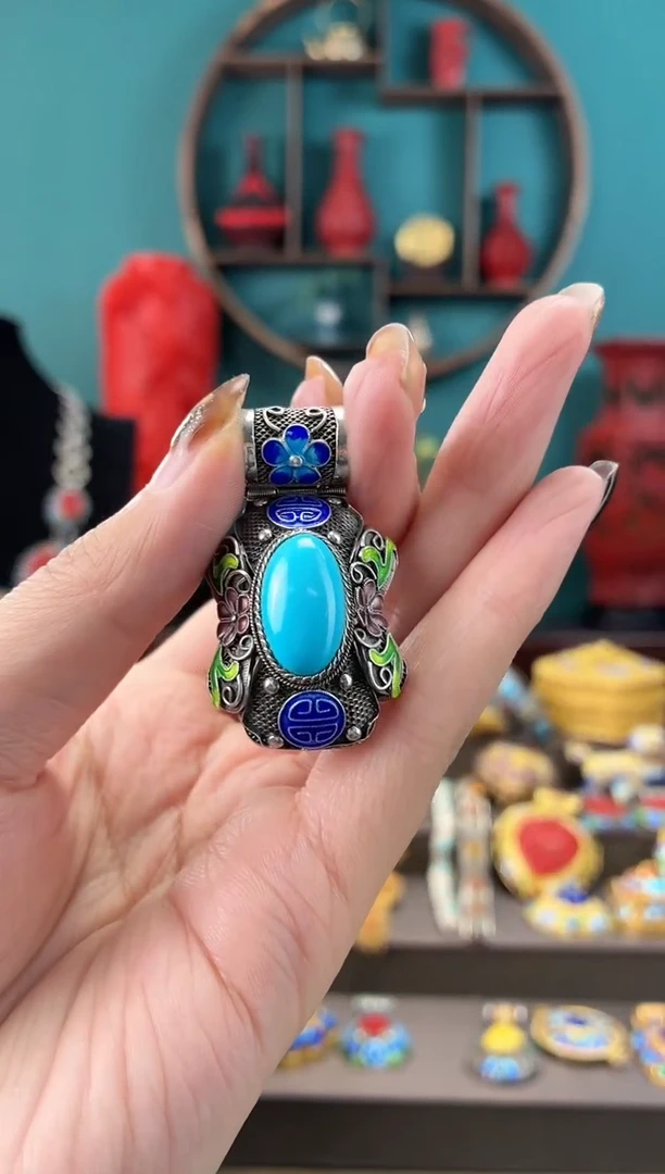 非遗手工花丝镶嵌吊坠