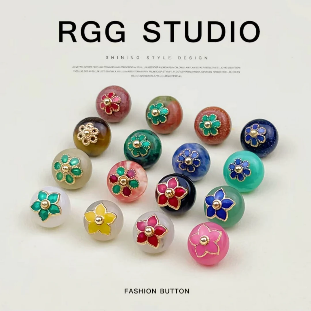 【新中式珠扣】国风汉服唐装旗袍中式马甲香云纱天然石手工DIY珠扣