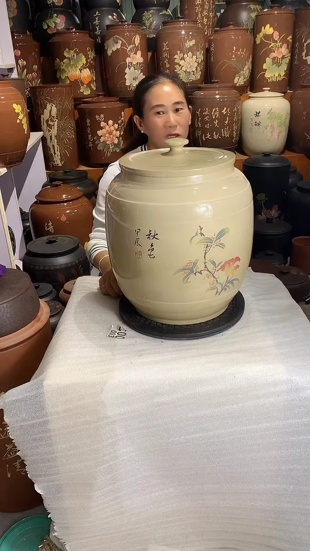 玲白泥亮光彩填茶缸五号
