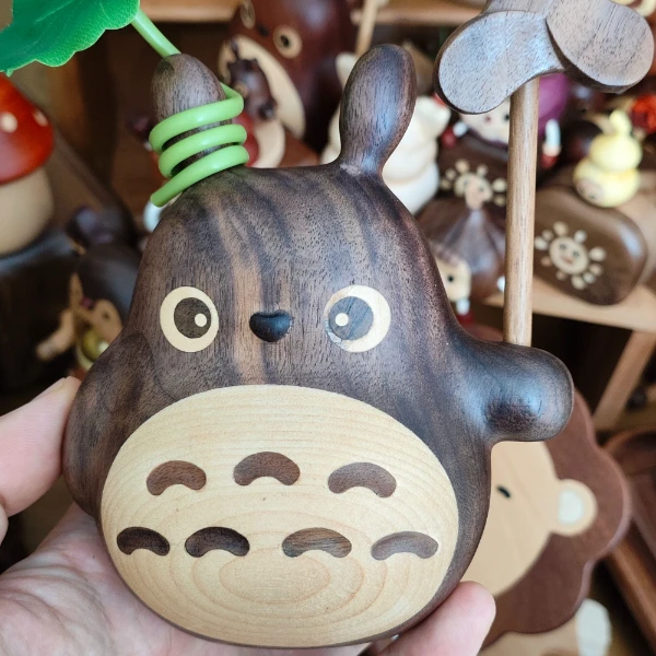 黑胡桃大龙猫可爱创意摆件 微瑕摆件手工