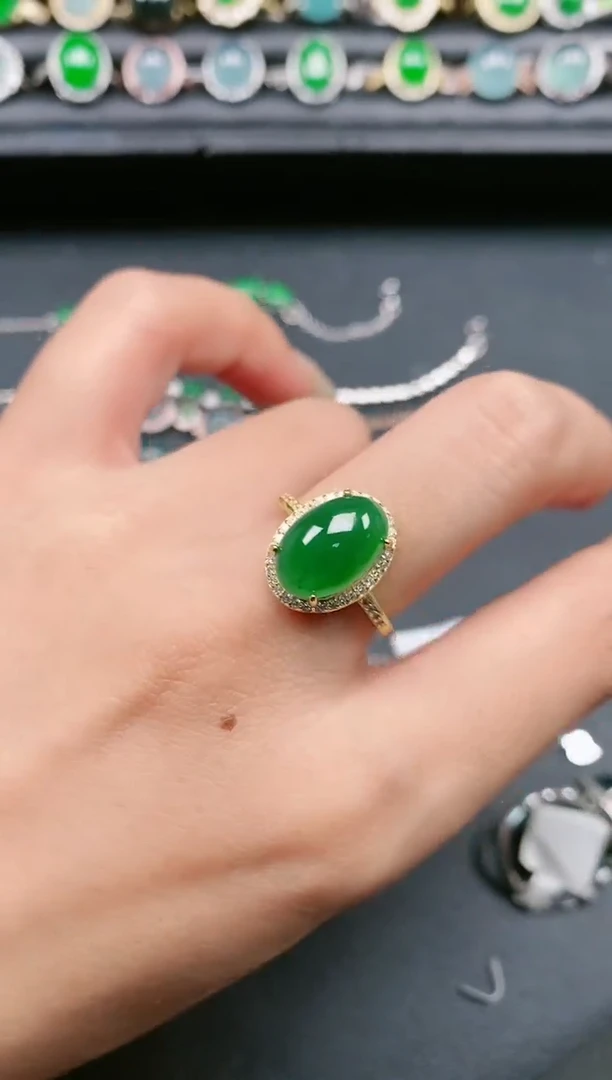 翡翠戒指银S925镶嵌111111