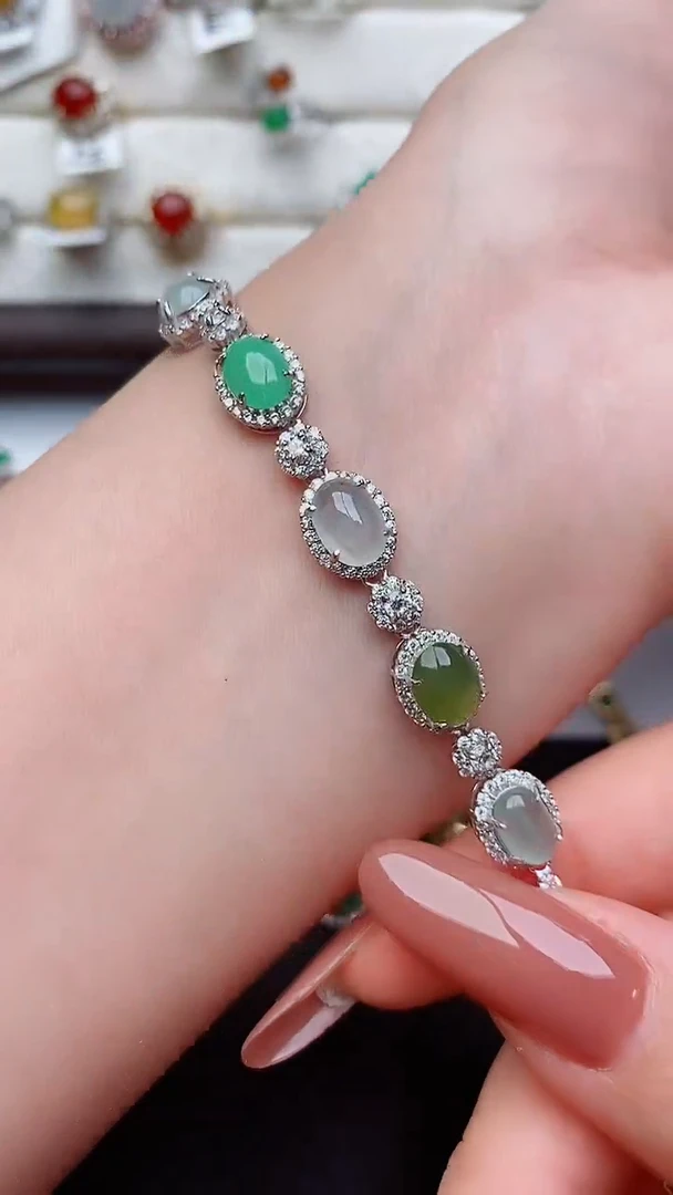 银S925镶嵌戒指翡翠...