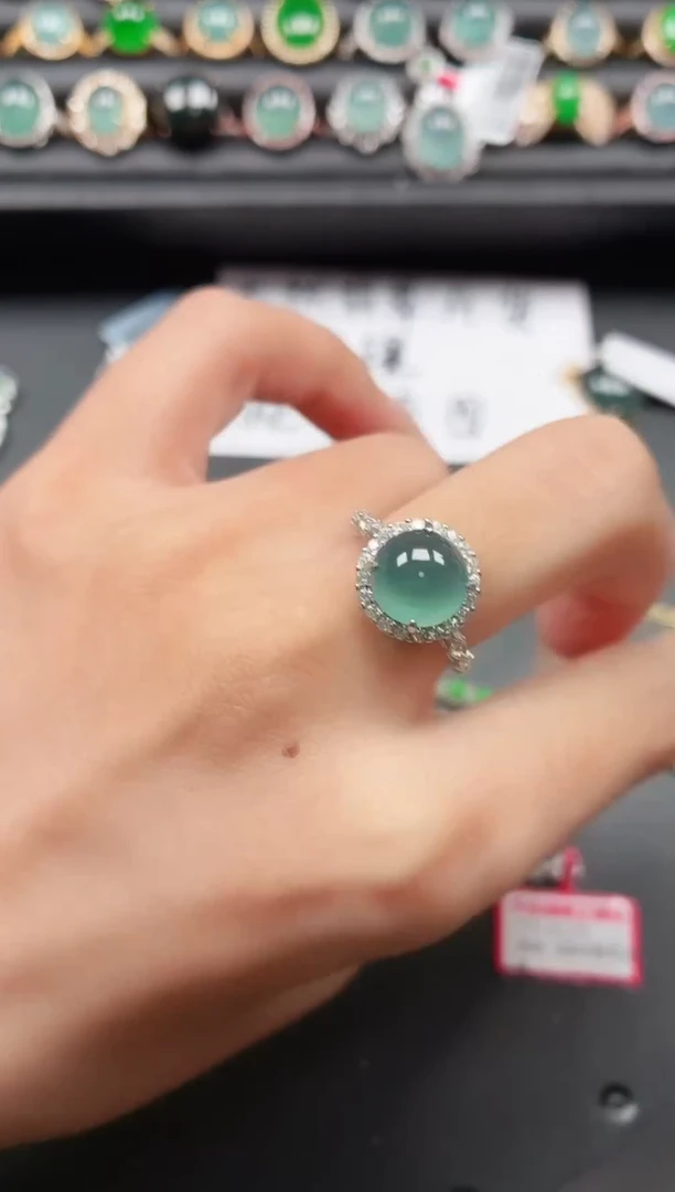 翡翠戒指银S925镶嵌111111