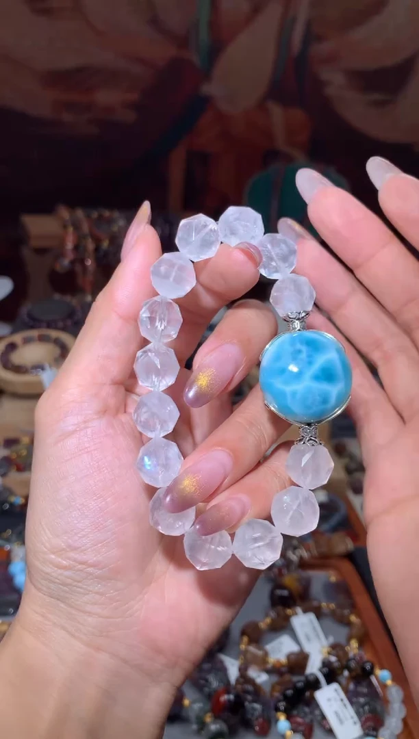未镶嵌珠宝半成品水晶孟****a白幽灵海纹DIY手串