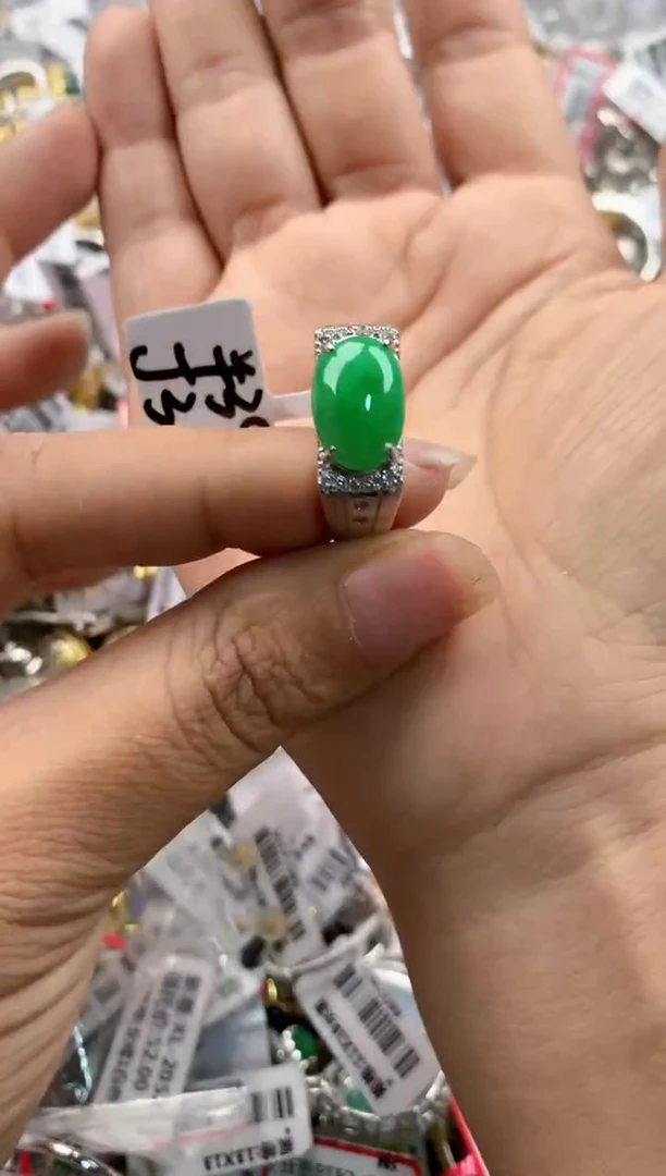 银S925镶嵌戒指翡翠555----4
