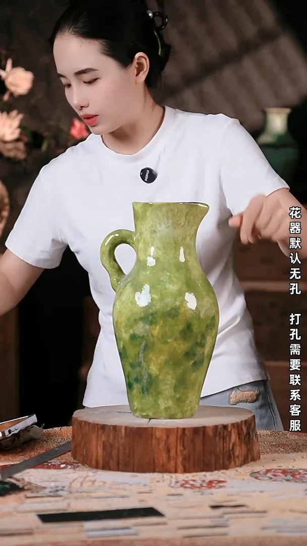 摆件景德镇高温陶瓷花器10*30