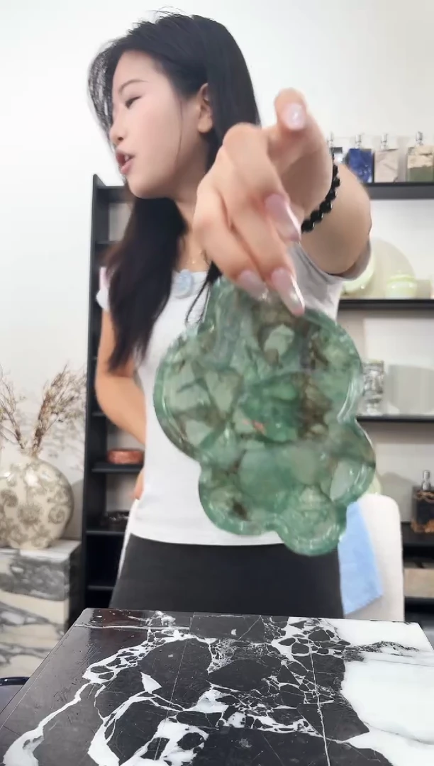 石材绿水晶云朵盘026
