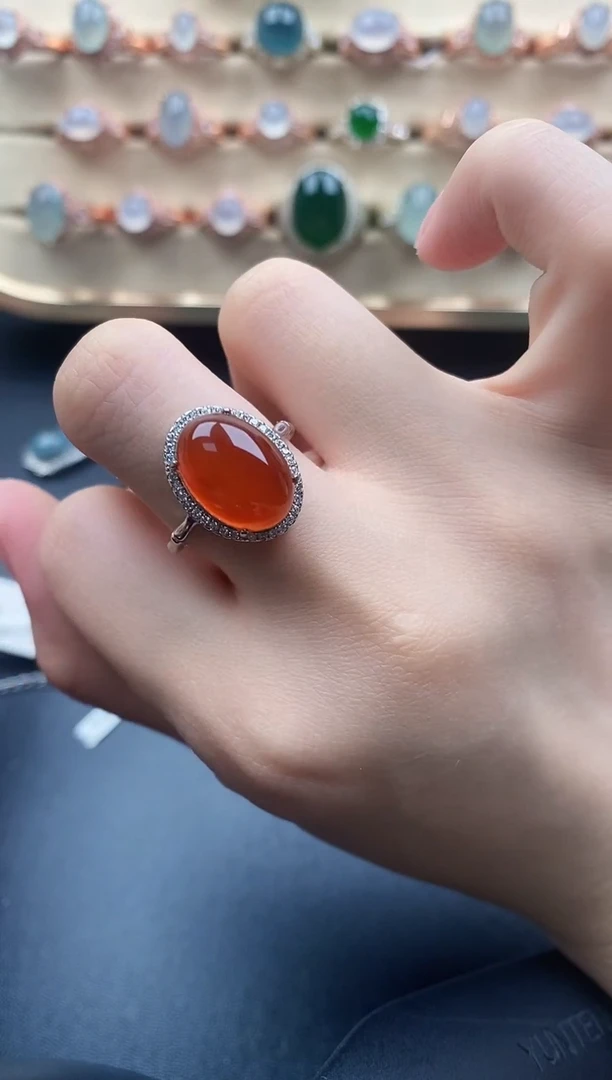 玛瑙/玉髓戒指银S925镶嵌天然玛瑙