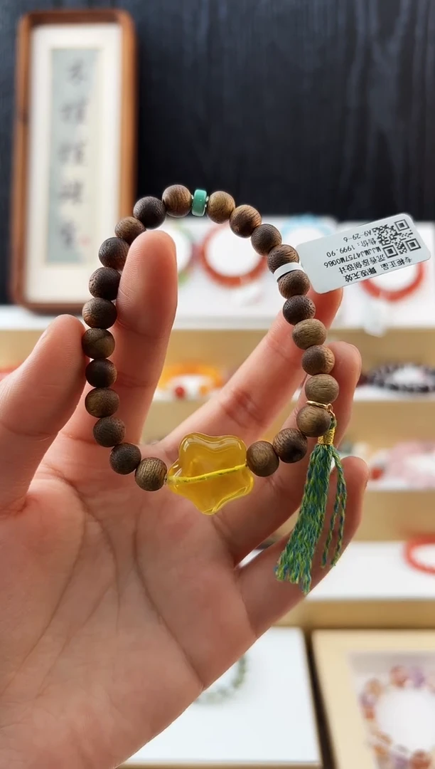 手串蜜蜡银S925镶嵌MJJMJ4757沉香原创设计多样性发一