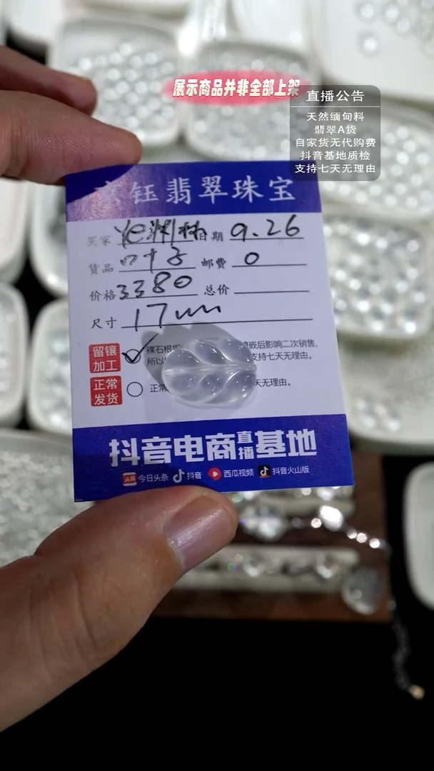 未镶嵌定制翡翠Y****）裸石叶子