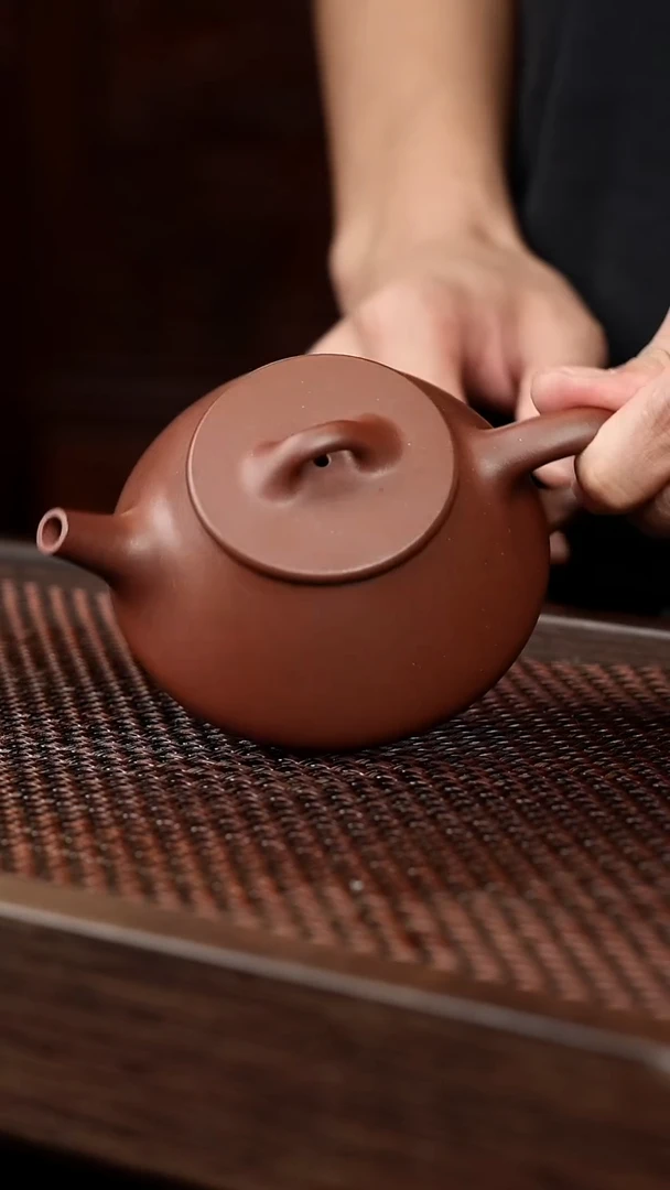 茶壶紫砂老紫泥平盖石瓢