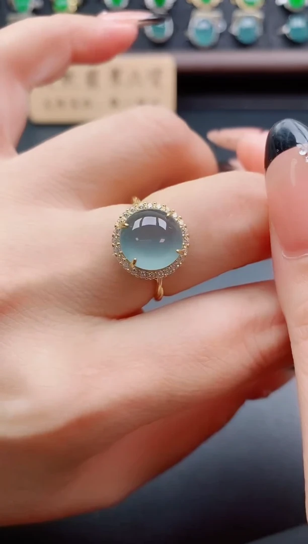 银S925镶嵌戒指翡翠1