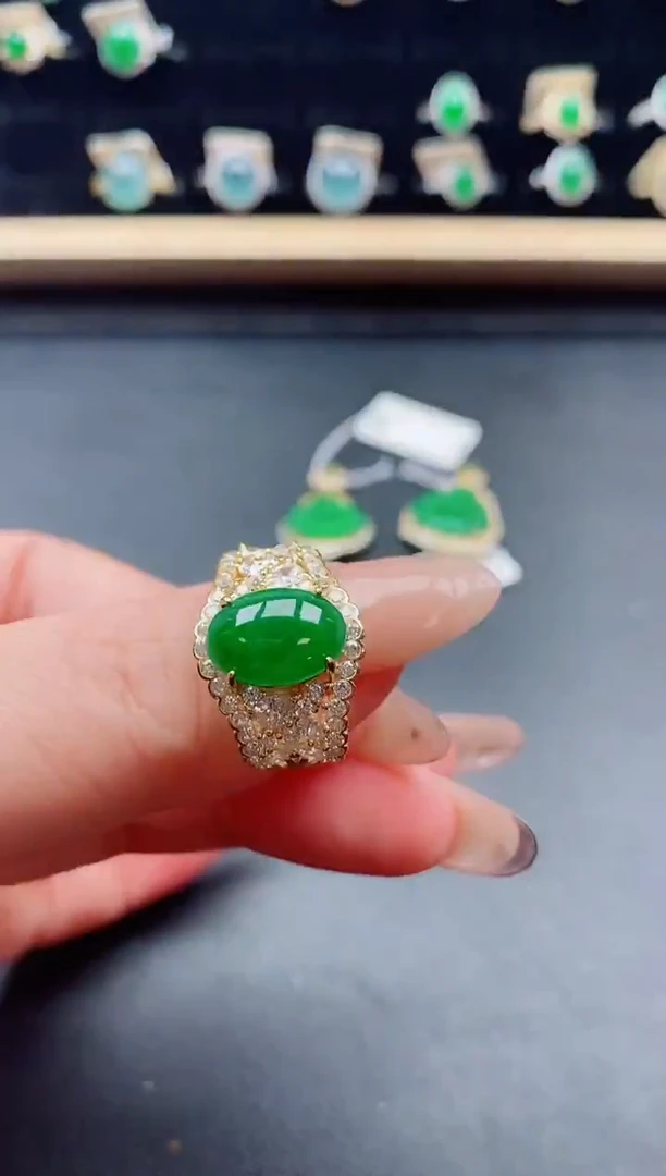 银S925镶嵌戒指翡翠1