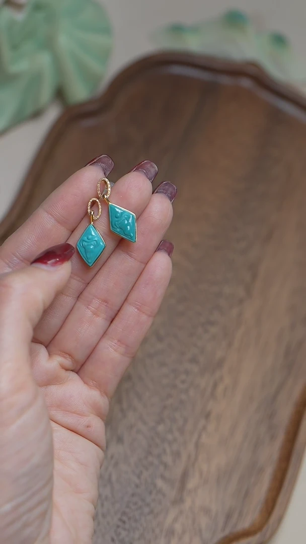 【闪购商品】绿松石耳饰18K金镶嵌多样性发一