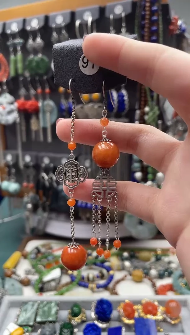 【闪购商品】翡翠耳饰银S925镶嵌饰品