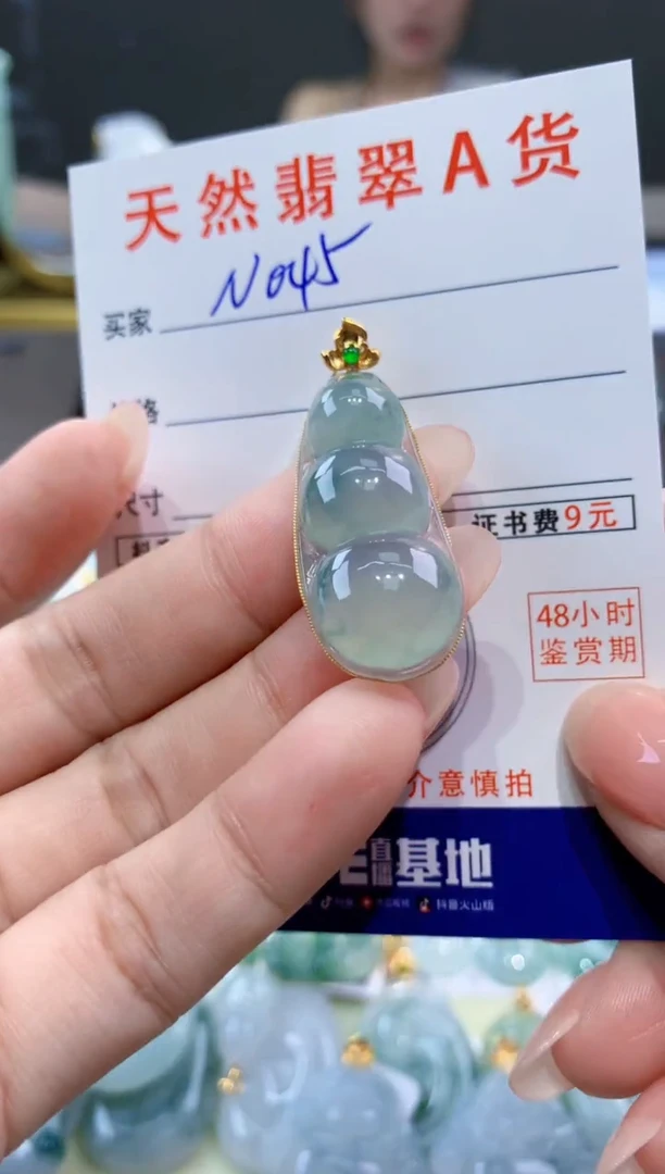 颈饰18K金镶嵌翡翠天然翡翠A货挂件