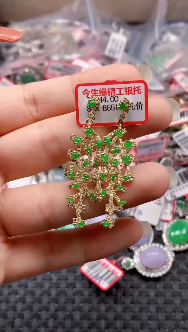 银S925镶嵌戒指翡翠天然A货缅甸翡翠