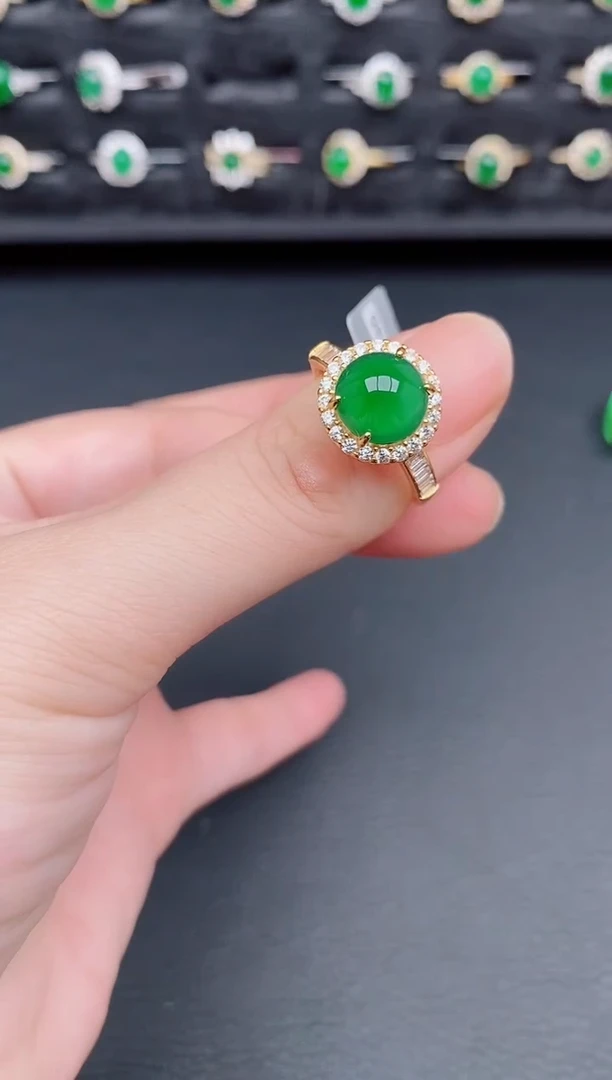 银S925镶嵌戒指翡翠天然a货翡翠61