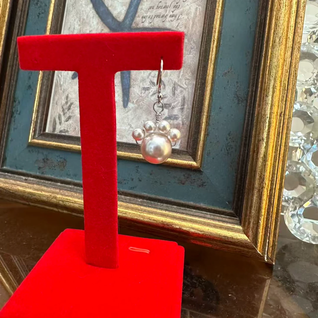 925银耳饰 s925纯银珠珠耳钩猫猫耳环