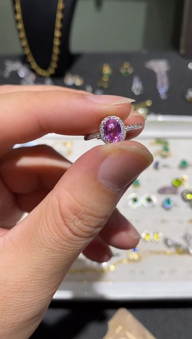 戒指蓝宝石银S925镶嵌戒指