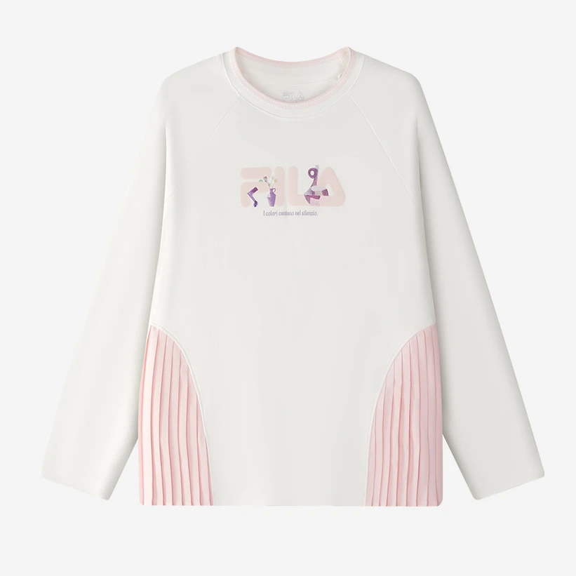 FILA KIDS斐乐童装女大童长袖T恤25秋款儿童圆领休闲K12G532202F